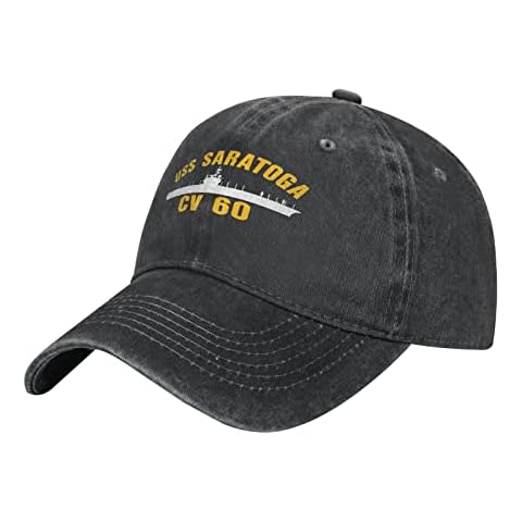 AUMIDO USS Saratoga Cv 60 Unisex Vintage Washed Baseball Cap Adjustable Hat Trucker Outdoor Cowboy Men Women Dad Casual Classic Sports Black Cover