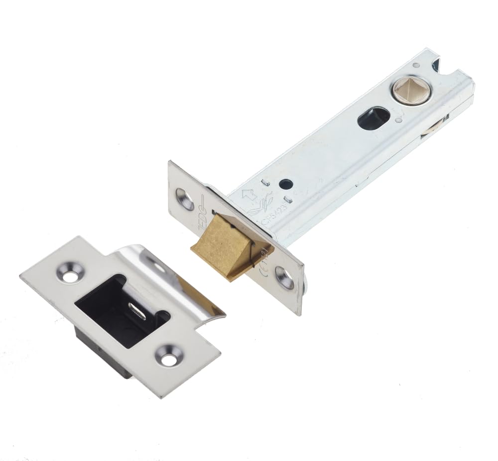 Ironmongery Solutions® Jedo Heavy Duty Tubular Latches 45 Degree Short Travel Robust Door Latch Mechanism for Internal & External Doors Fixings Included (Polished Stainless Steel, 102mm)