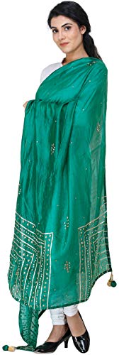 Silk Dupatta From Amritsar with Gota Patti, Floral Beads and Velvet Tassels on Edges3