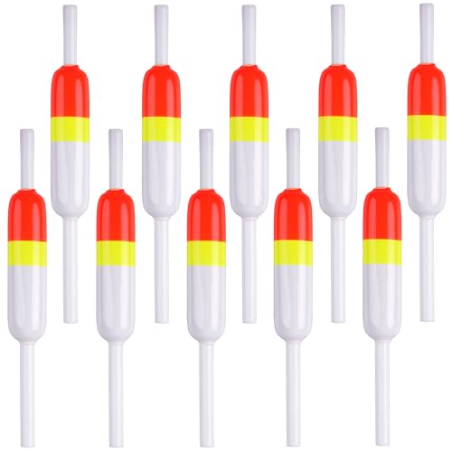 VATEICO Fishing Floats and Bobbers,5/10/20pcs Wood Slip Bobbers Spring Oval Stick Slip Floats for Crappie Trout Panish Bass Fishing (10PCS)