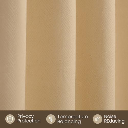 Image of FRESH FROM LOOM | Non-Ring Curtains | S-Wave Pleat | 10 ft Curtains for Slider Track | Non-Ring Curtains | S-Wave Pleat | Parda | Light Block Blackout Parde | (Beige | 10 Feet, Set of 2)