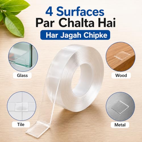 Image of 3m Double Sided Tape (Pack of 2) - Strong Multipurpose Adhesive Tape for Clothes, Dress, Craft, Office & Home Use, Transparent Cloth Tape, No Sew Fabric Tape Alternative to Cellotape