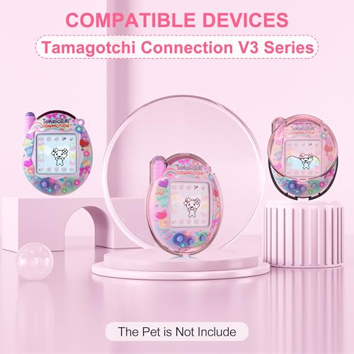Image of for Tamagotchi Connection Case, Clear Hard PC Drop-Proof Protective Cover, Transparent Portable Carrying Storage Case for Tamagotchi Connection Accessories (Cover Only), Translucent Pink