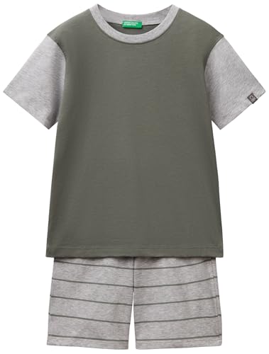 United Colors of Benetton Pig(t-Shirt+Short) 30960p08r - Conjunto de Pijama para niños y Adolescentes, Verde, S