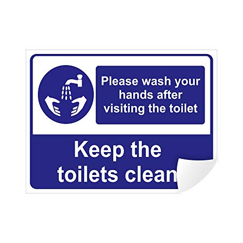 Clickforsign PLEA-WAS-HAND-VISIT-TOI-VINYL-64(8X6) Please Wash Your Hands After Visiting The Toilet Sign Self Adhesive Vinyl Sticker, 200 x 150 mm