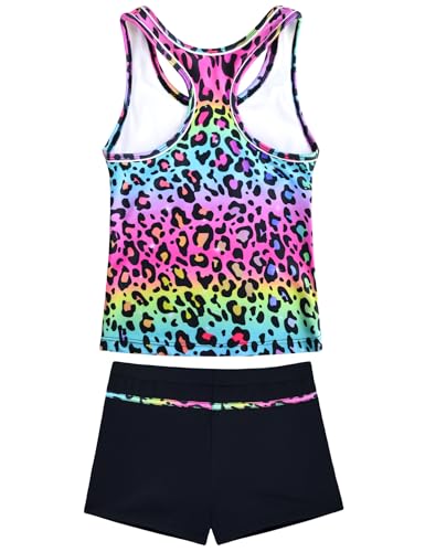 Image of Girls Tankini 2 Piece Swimsuit Racerback with Shorts Quick Dry Bathing Suit for Girls 3-14Y