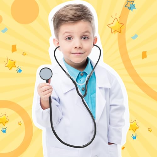 Leitee 50 Pcs Kids Stethoscope Real Working Stethoscope for School Role Play Doctor Nurse Cosplay Accessory(Black)