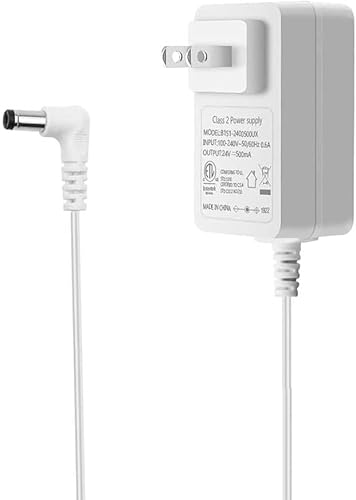 YOOFONE Fuente de alimentación de 24 V 0.5 A 100 V-240 V CA a CC Adaptador de 24 voltios 12 W, adaptador de corriente de clase 2, cable de