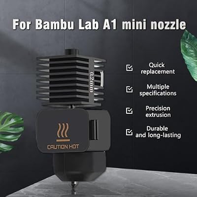 4-Pack Bamboo A1 mini/A1 Hotend Kit, 0.2/0.4/0.6/0.8mm Hardened Steel Nozzle for Bambu Lab A1/A1mini, 3D Printer Print Head Replacement Nozzle for Bambu A1 Parts Precision & High-Speed Printing