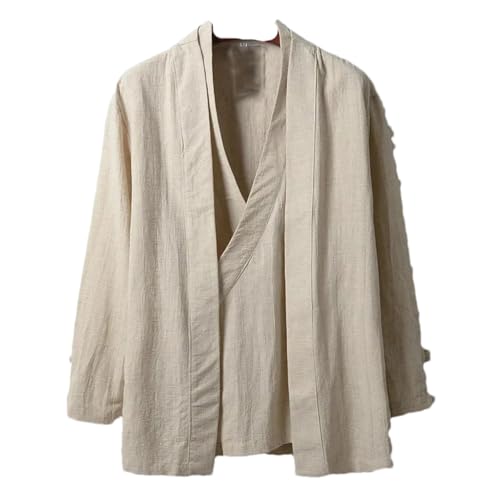 IEOWY Cárdigan Hanfu de Lino de Estilo Chino para Hombre, Camisetas de té y Kung fu, Kimono japonés, Chaquetas, Abrigos, Batas, Ropa Oriental