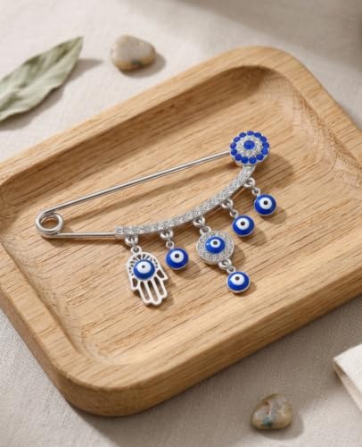 Image of Muslim AllahTurkish Evil Eye Hamsa Hand of Fatima Brooch Pins Jewelry Gift