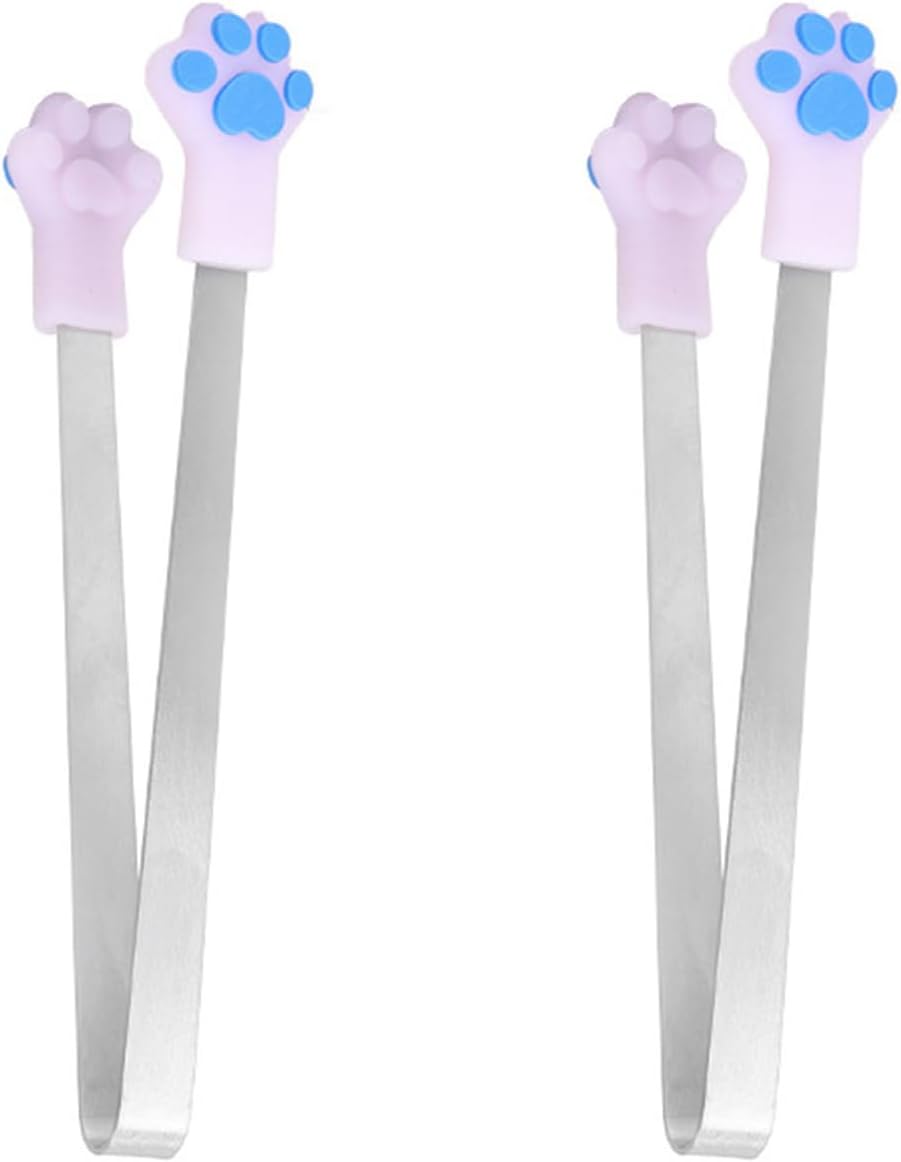2Pcs Colorful Cats Paws Silicones Small Tongs Perfect for Serving Snacks Sugar Candy Cookie Ice Cubes Kitchen Gadgets Food Grade Silicones Tongs