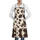 OTTKGGA Braune Schürze aus Rindsleder, bedruckt, wasserdicht, verstellbare große Taschen, Küche,...