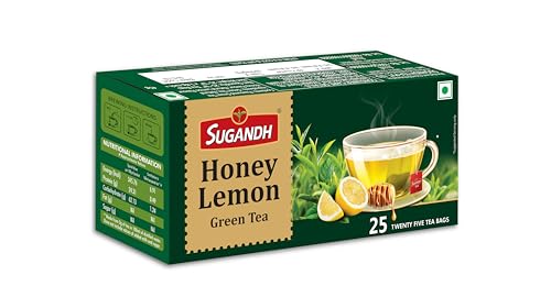 Image of Sugandh Honey Lemon Green Tea Bags - 100% Natural - 25 Teabags