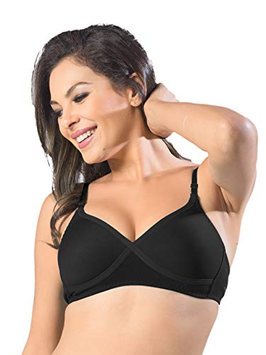 Image of SONARI Womens Non Padded Regular Cotton Bra | Wire-Free, Medium Coverage, Sewn-in Bump for Natural Lift, Polycotton Blend Fabric, Hook & Eye Closure, Adjustable Straps - Violet