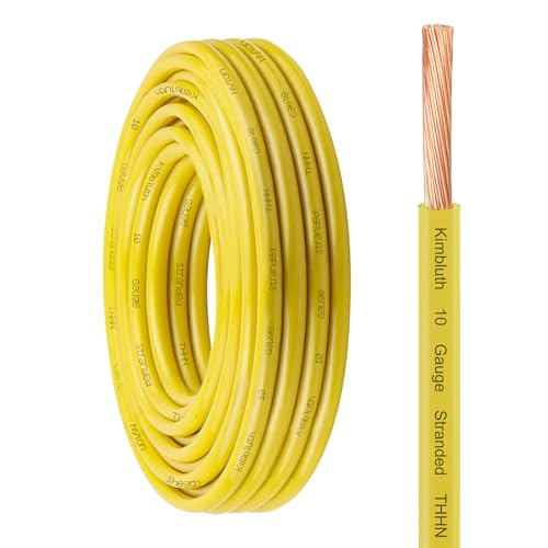 THHN Wire 10 Gauge 25 FT Stranded Copper Wire, Yellow