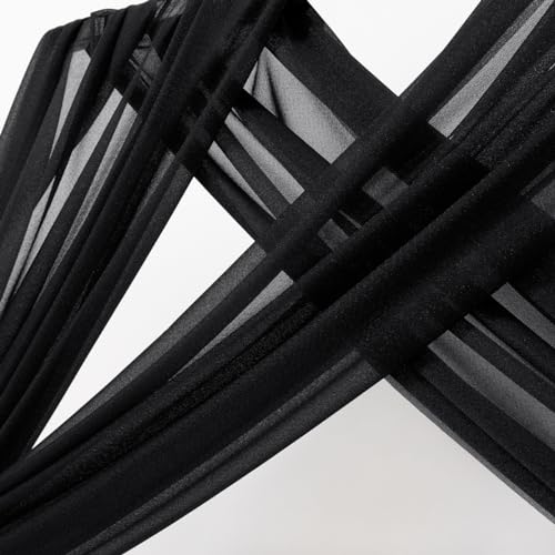 Image of MLMC Black Wedding Arch Draping Fabric 1 Panel 29 inch x 20 FT Extra Long Gauze Drapes Sheer Backdrop Curtains 6.6 Yards Outdoor Drapery Panels for Wedding Ceremony Party Ceiling Decoration