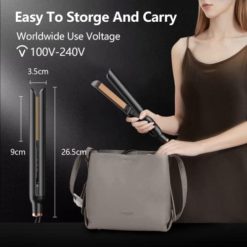 VOALINE 2-in-1 Hair Straightener , Flat Iron Straightener and Curler for All Hairstyles, Temperature MemoryMCH Heating tech,15s Fast Heating, Gift for Girls and Women. (Black)