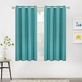 MYSKY HOME Teal Blackout Curtains for Living Room, Kitchen Curtains Thermal Insulated Room Darkening