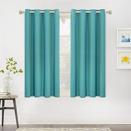 Mysky Home Teal Blackout Curtains For Living Room, Kitchen Curtains Thermal Insulated Room Darkening Grommet Small Window Curtain For Bedroom And Bathroom, 2 Panels, 52 X 45 Inch, Teal #TOP3