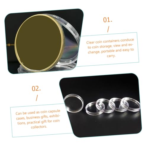 100 cápsulas transparentes para monedas con caja organizadora miniatura 4