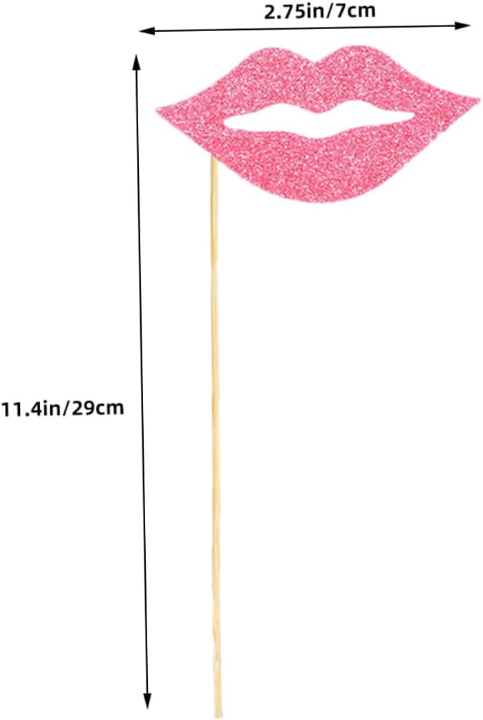 60 Pcs Rose Red Lips Photo Booth Props with Wooden Sticks, Carnival and Birthday Party Decorative Lip Selfie Props for Weddings and Anniversary Celebrations