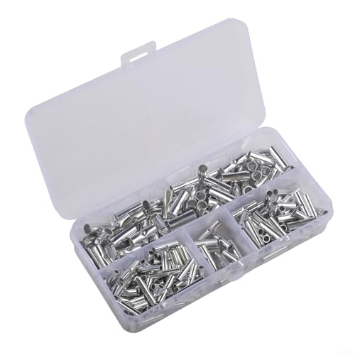 200PCS Non Insulated Butt Connectors for Wire with Built in Wire Stop Barrier Stable and Safe Electrical Connections 22 10 AWG Compatible