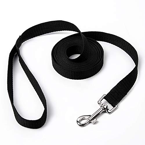 HIHUHEN 10m Extra Long Line Training Dog Leash- Long Rope Cotton Nylon Webbing Recall Obedience Line Leash for Pet (10m Black)