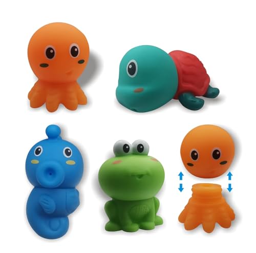 Image of JHXXXL Mold Free Bath Toys for Kids Ages 1-3, Infant Toddlers Bath Squirter Toys 6 - 12- 18 Months- Baby Bath Time Bathtub Water Pool Summers Toys(Animal 4pcs