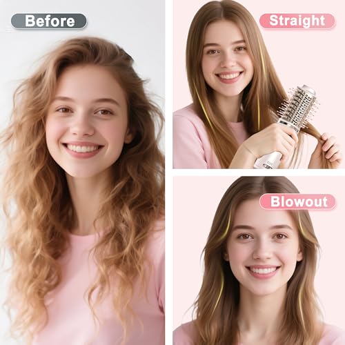 Pink 4-in-1 Dual Voltage Travel Hair Dryer Brush with UK/EU Adapters