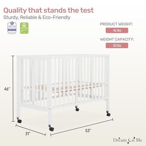 Dream On Me 674-WHT Quinn Full-Size Folding Crib In White thumb #2