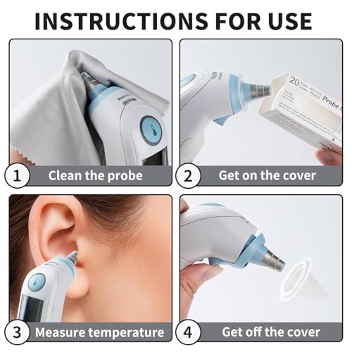 Image of 40 Disposable Ear Thermometer Covers, Hygienic Probe Covers for Accurate Temperature Measurement, Compatible with Various Ear Thermometers, Ideal for Home and Clinic Use