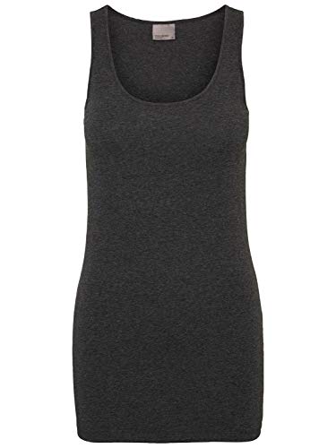 VERO MODA Damen VMMAXI My Soft Long Tank NOOS Top, Grau (Dark Grey Melange), 36 (Herstellergröße: S)