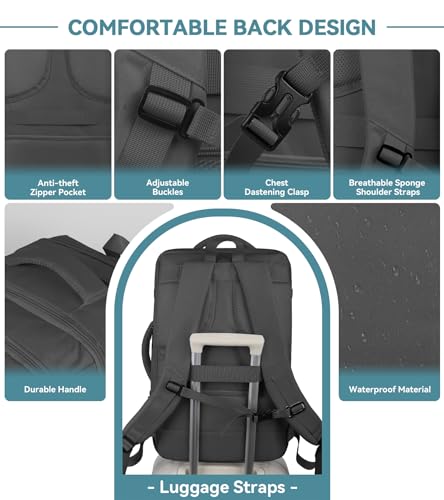 Generic Travel Backpack, 50L Expandable Extra Large Laptop Backpack, Carry On Backpack Water Resistant Business Suitcase Daypack Bag Fits 17 Inch Laptops の商品画像 5