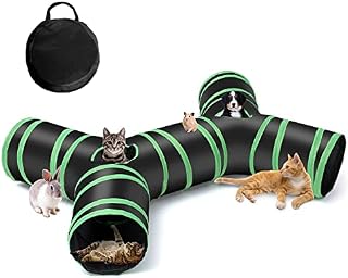 Upgraded Cat Tunnel Bone-Type, 4 Way Collapsible Cat Playhouse Pet Play Tunnel Tube with Storage Bag for Cats, Puppy, Rabbits, Ferret, Guinea Pig, Indoor and Outdoor Use