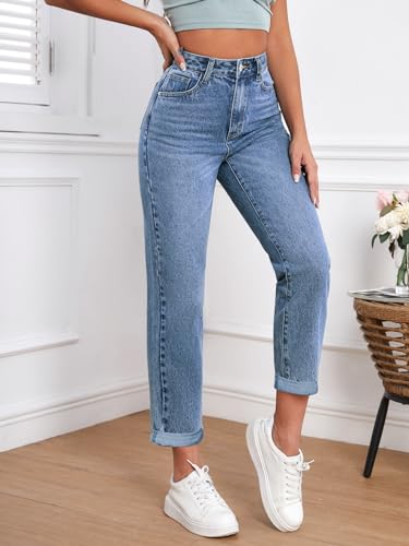 Image of Aahwan Women's & Girl's Solid High Waist Mom Fit High Rise Jeans