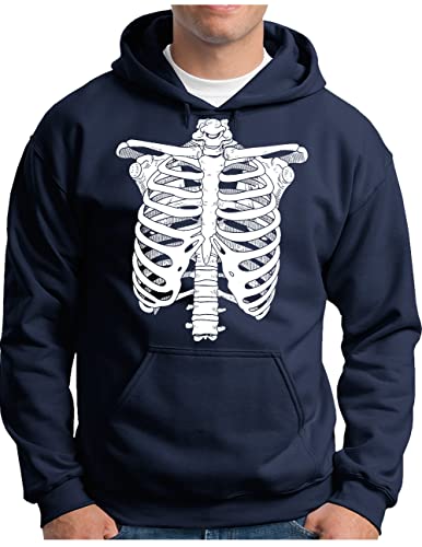 Sweat squelette homme pull à capuche bleu marine pour look streetwear urbain