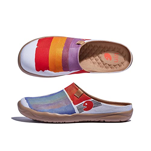 Image of UIN Slipper Woman Travel Art Painted Shoes Wide Toe Casual Home Slip On Mules Malaga