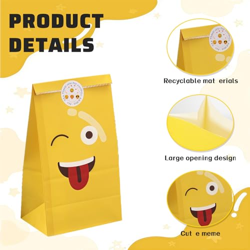 LUMOOM 24 Stück Papiertüten, Bunte Geschenktüten, Geschenktüten Kindergeburtstag mit 24 Aufkleber, Candy Tüten zum Verpacken ür Party, Geschenk, Weihnachten, Geburtstag, Hochzeit
