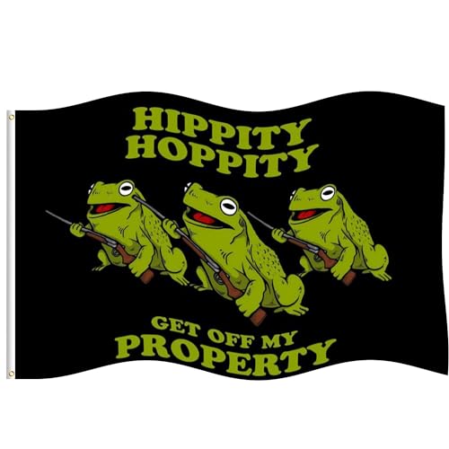 Hippity Hoppity frog Get Off My Property Funny Flag Banner Breeze Flag, 3x5ft Banner College Dorm Room Wall Flags with 4 Brass Grommets, College Office Gym Decor