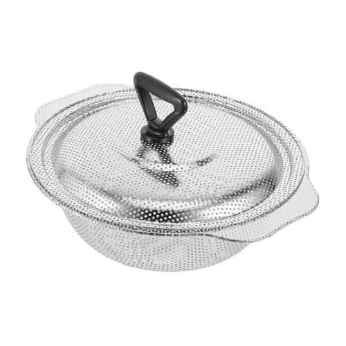 BAZEITFLOW Stainless Steel Vegetable Basin With Lid Ultra Fine Drain Strainer Basket For Washing Fruits And Rice Kitchen Colander For Efficient Food Draining And Filtering