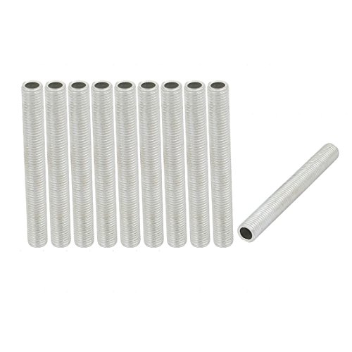 Image of uxcell Lamp Pipe Nipple, M8 Thread 65mm Length Hollow Lamps Repair Part Hardware for Lamp Lights, Zinc Plated Silver Tone, Pack of 10