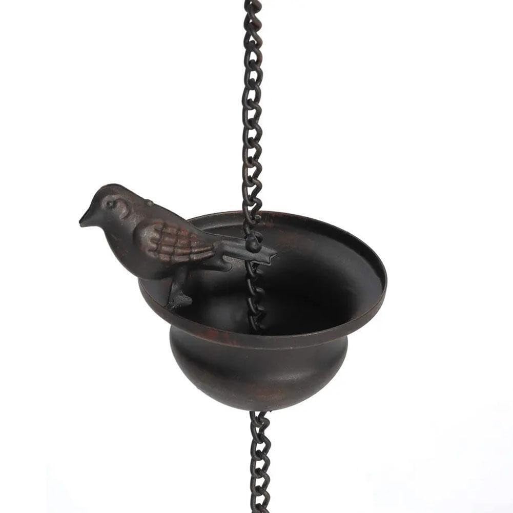 Cadena de lluvia de hierro para exteriores, cadena de lluvia de metal, diseño de pájaros, cadena de lluvia para decoración de canalones