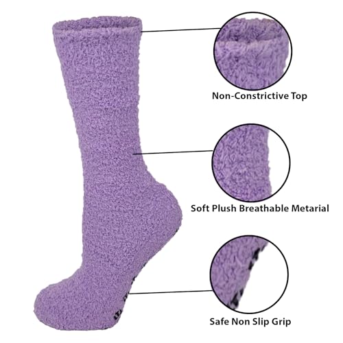 Image of Different Touch 6 Pairs Men's Women Soft Winter Cozy Fuzzy Slipper Socks, Soft Hospital Lounge Crew Socks