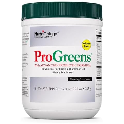 Nutricology ProGreens 265 g Powder - Organic Greens Superfood Powder, Powdered Greens, Greens Blend, Healthy Greens Supplement, Green Drink Powder, Advanced Probiotic Formula - 30 Day Supply Cover