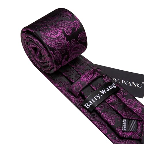 Image of Barry.Wang Men Ties Paisley Woven Silk Necktie Set with Pocket Suqare Cufflinks Formal