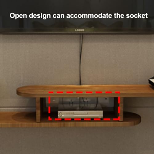 Meuble TV 100% bois naturel console multimédia suspendue 100cm - 3