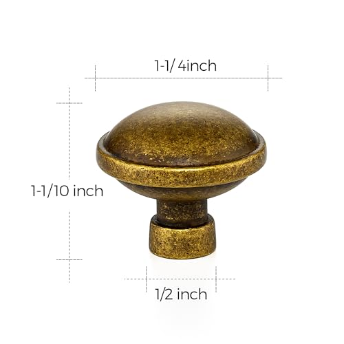 Image of Ravinte 10 Pack 1-1 /4 Inch Diameter Kitchen Cabinet Knobs Antique Brass Dresser Knobs Round Solid Cabinet Drawer Pulls for Kitchen Cupboard Hardware