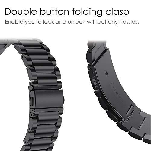 Image of Fintie Band Compatible with Garmin Forerunner 235, Stainless Steel Metal Replacement Watch Strap Bracelet Compatible with Garmin Forerunner 235 /220 /230 /620 /630 /735XT Smartwatch, Black