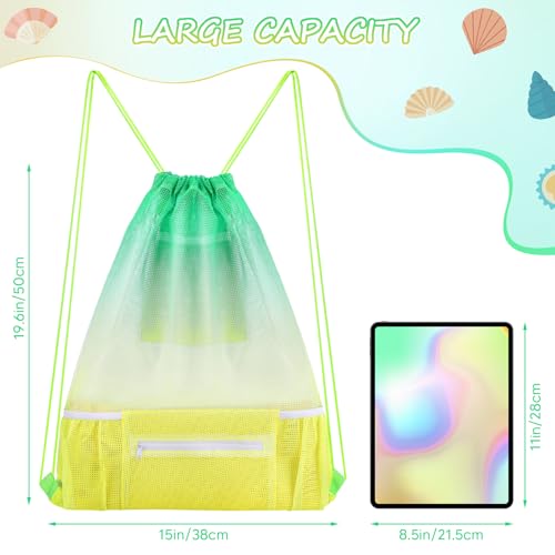 Mesh Drawstring Backpack Bag Beach Bag with Zipper Pocket, Gym Backpack for Swimming Gear Clothes Gym Storage Bag for Adult Kids2